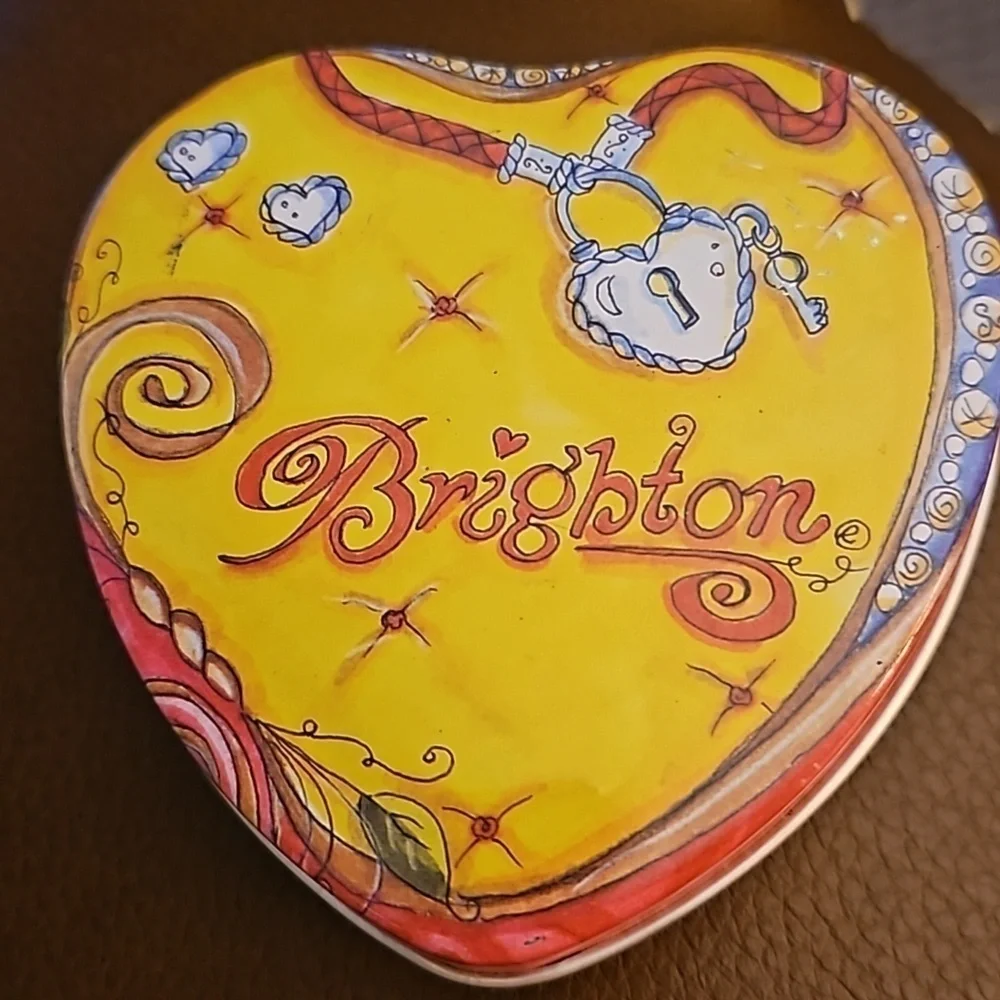 3/$30 BRIGHTON Yellow Heart Locket Design Collectible Jewelry Tin